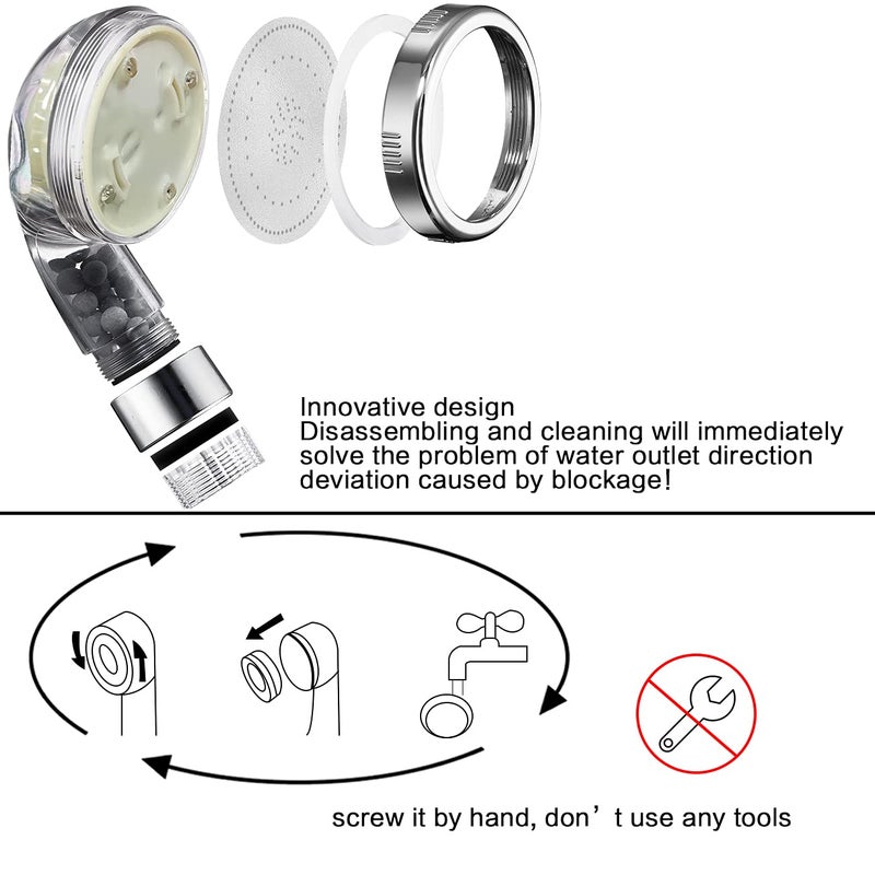 NosameÂ® Led Shower Head, Filter Filtration High Pressure Water Saving 7 Colors Automatically No Batteries Needed Spray Handheld Showerheads 1.6 GPM for Dry Skin & Hair - Image 5